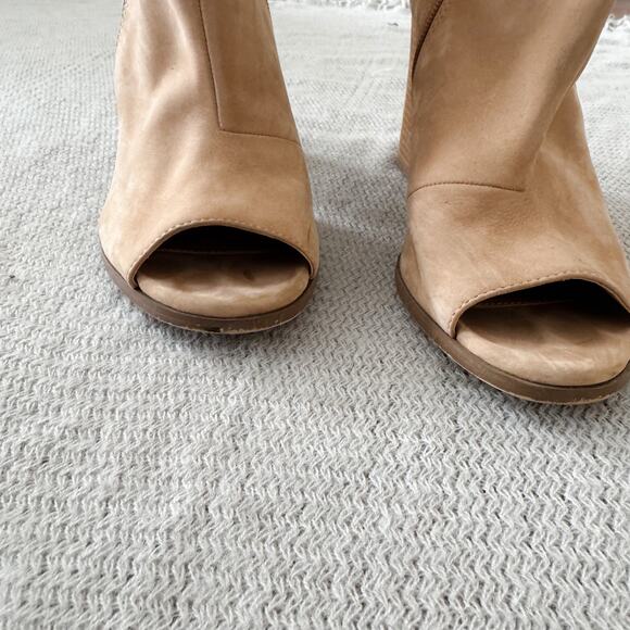 Aldo Tan Exposed Zipper Peep Toe Ankle Booties - Size 8.5 - Picture 3 of 9